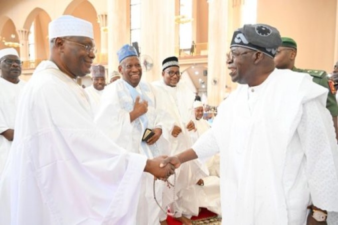 BREAKING: Smiles, laughter as Tinubu, Atiku meet, exchange banters