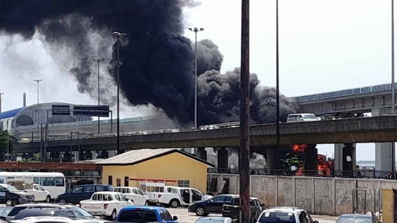 Fire guts Lagos Blue Line track