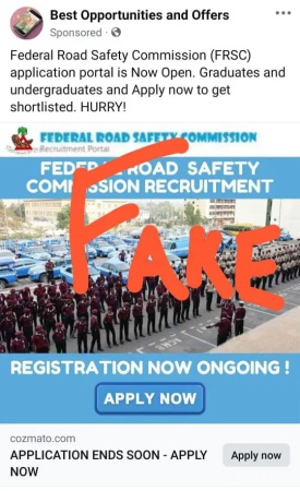 FRSC debunks recruitment claims, warns public against scammers