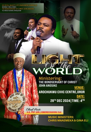 Popular South African Pastor storms Arochukwu for Light of the World 2024 Crusade 