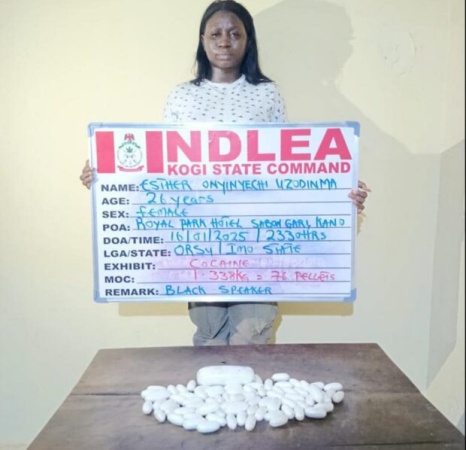 NDLEA detains nursing student over alleged attempt to ingest 76 wraps of cocaine