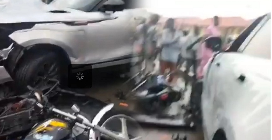 Six injured as car rams into motorcycle at Mile 2
