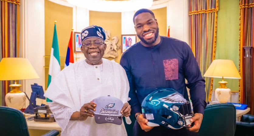 ?You can mentor many youths,? Tinubu receives Super Bowl Winner Ojomo