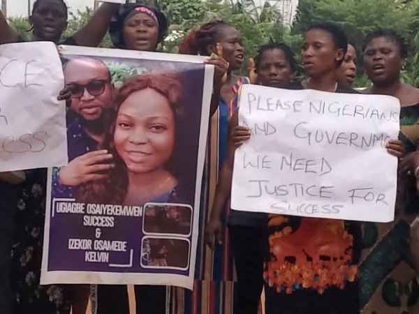 Market women protest killing of pregnant woman by husband in Edo