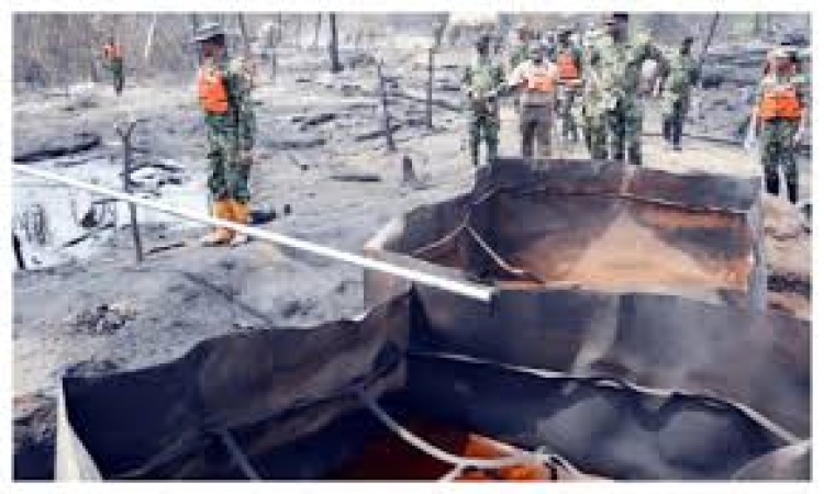 Navy destroys two illegal refining sites in Delta