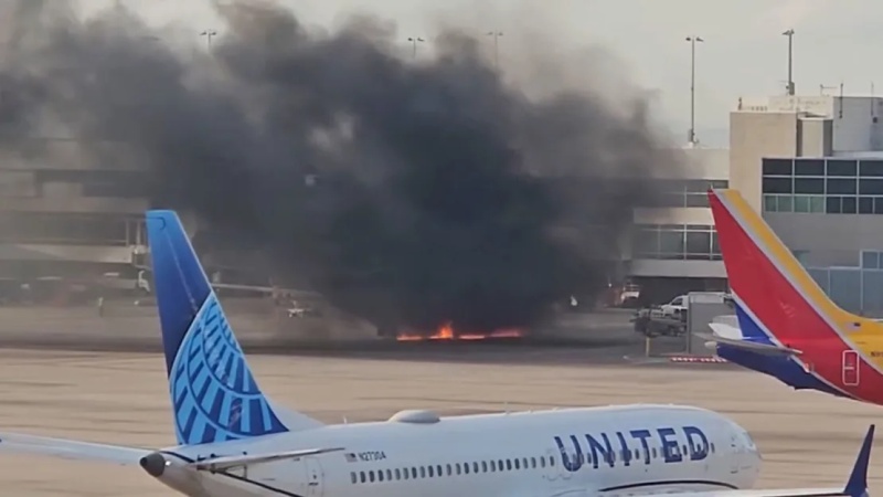 BREAKING: Plane with 178 on board catches fire while taxiing at US airport