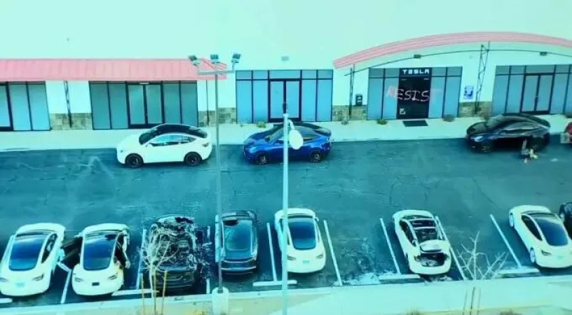 FBI investigating Tesla vehicles shot, set on fire at facility in Las Vegas