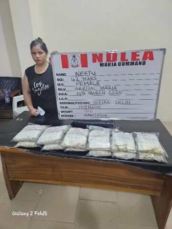 NDLEA intercepts Indian lady with 72 parcels of heroin at Kano airport