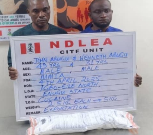 NDLEA arrests India-bound brothers with 5kg cocaine at Lagos airport