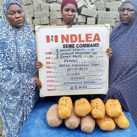 NDLEA arrests three Ghanaian women for cross-border trafficking