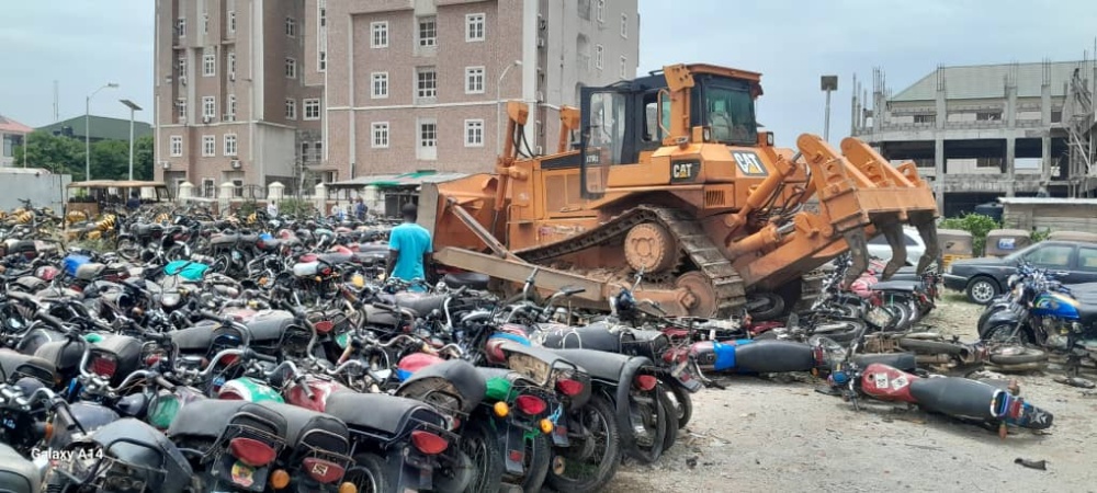 FCTA crushes 601 impounded motorcycles in Abuja