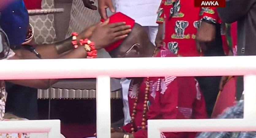 Anambra traditional rulers confer ?Dike Si Mba? title on Tinubu