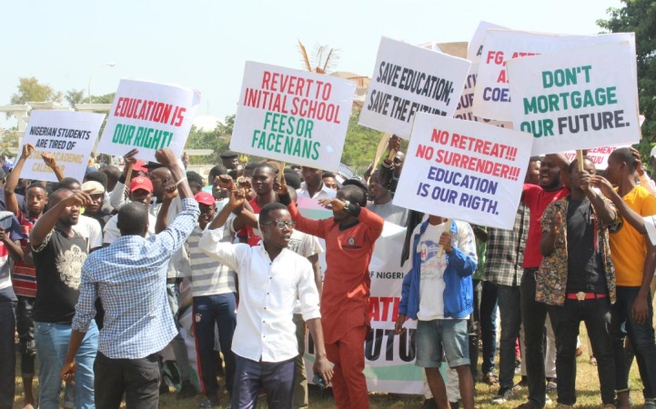 NANS protests in Abuja over sexual harassment, management crisis at FUOYE