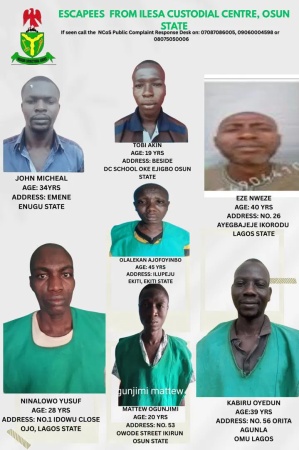FG places N5m bounty on fleeing inmates of Ilesa Prison