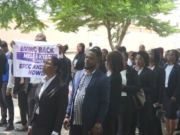 Kyari: Protesters storm US embassy in Abuja, demand visa ban on ex-NNPC boss