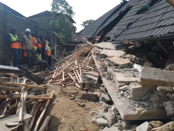 Collapsed building kills three family members in Lagos