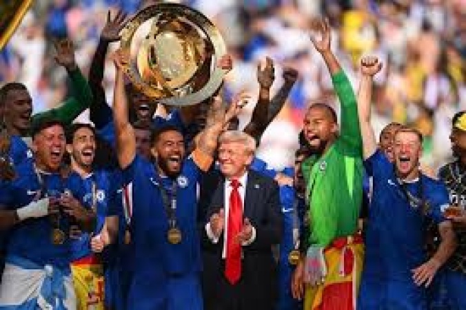 Donald Trump crashes Chelsea?s trophy celebrations as they lift the Club World Cup