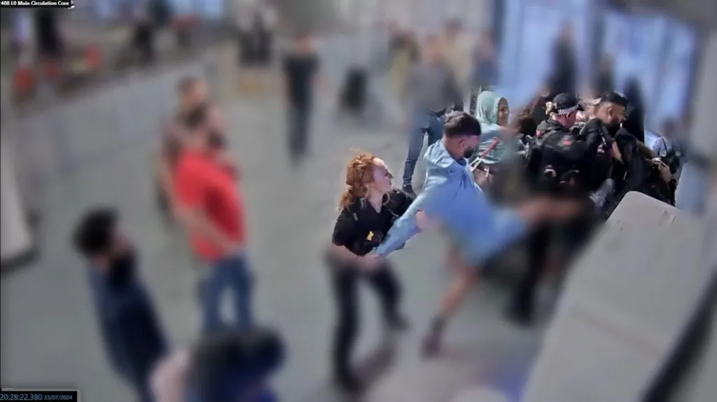 Manchester Airport PC 'professional' during brawl