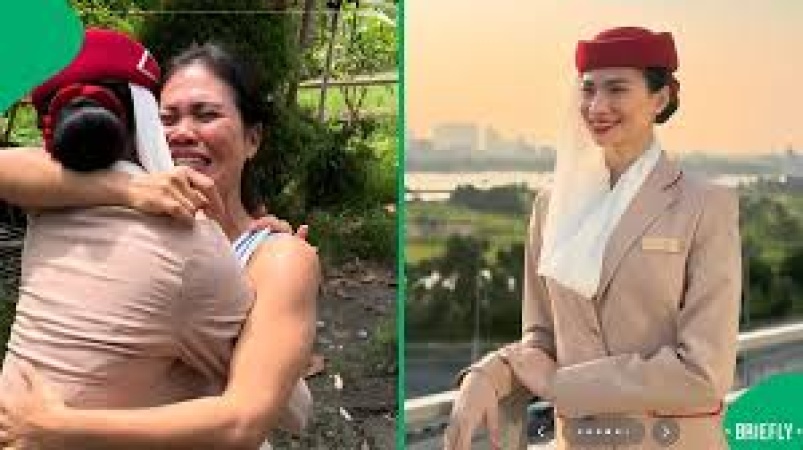 Flight attendant?s touching reunion with mom goes viral after being separated for almost a year