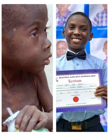 Nigerian boy branded a witch, rescued by aid worker, graduates primary school