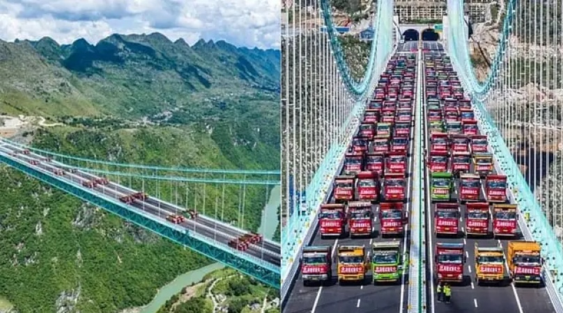 World?s tallest bridge tested with 96 truck ahead of official opening