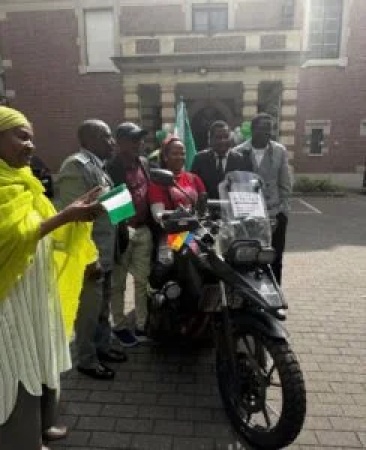 Nigeria Customs celebrates as adventurous officer Ogboru a.k.a Tracta 2, successfully completes solo ride to Belgium for women?s cause
