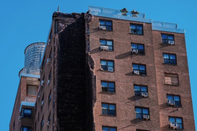 Part of a New York City apartment building collapses, no injuries reported