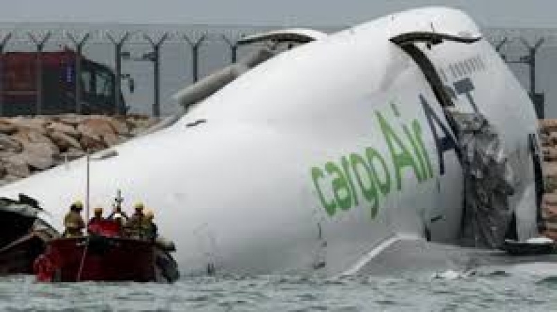 Two dead after cargo plane skids off Hong Kong runway into sea