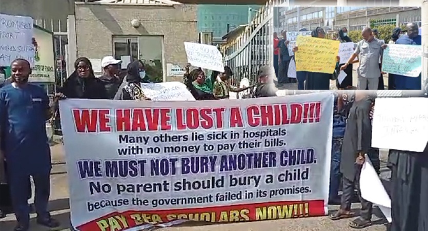 JUST IN: Parents of students studying abroad block finance ministry over unpaid allowances