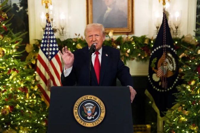 Trump touts achievements, attacks immigrants in White House address
