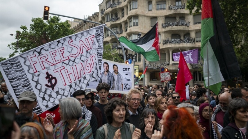 Around 500 rally in Barcelona demanding release of Global Sumud Flotilla activists