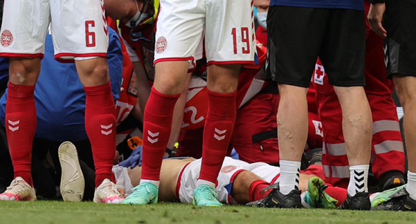 Christian Eriksen collapses during Denmark's pre-World Cup friendly against Ukraine
