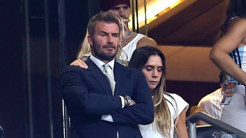 Sir David Beckham consoled by Victoria after heartbreaking World Cup defeat