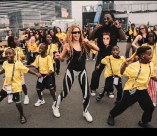 FIFA World Cup: Shakira, Burna Boy rehearse with Uganda’s Ghetto Kids ahead of final performance
