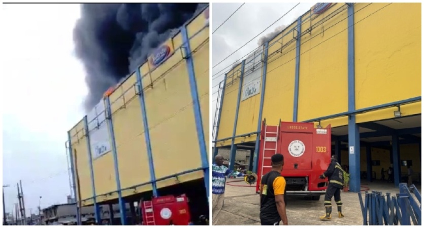 PHOTOS: Fire guts Justrite Superstore building in Lagos