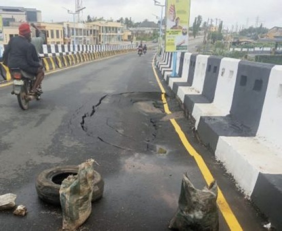 JUST IN: Section of newly commissioned Osun flyover sinks, bridge cordoned off
