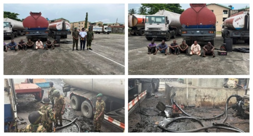 Troops dismantle illegal bunkering site in Lagos, arrest six suspects