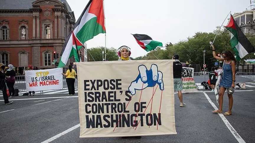 Pro-Palestinians gather outside White House to protest Netanyahu visit