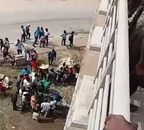 Police officers push driver off Lagos bridge