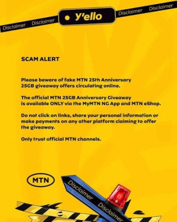 MTN warns customers against fake 25GB anniversary data giveaway