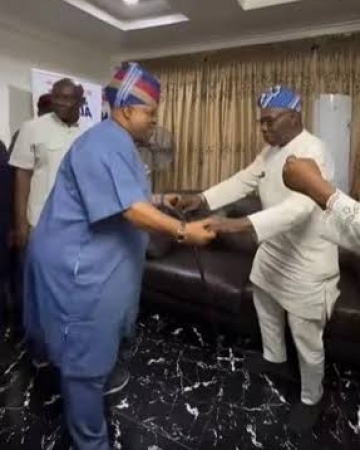 Obasanjo visits Adeleke after election victory, urges him to sustain good governance