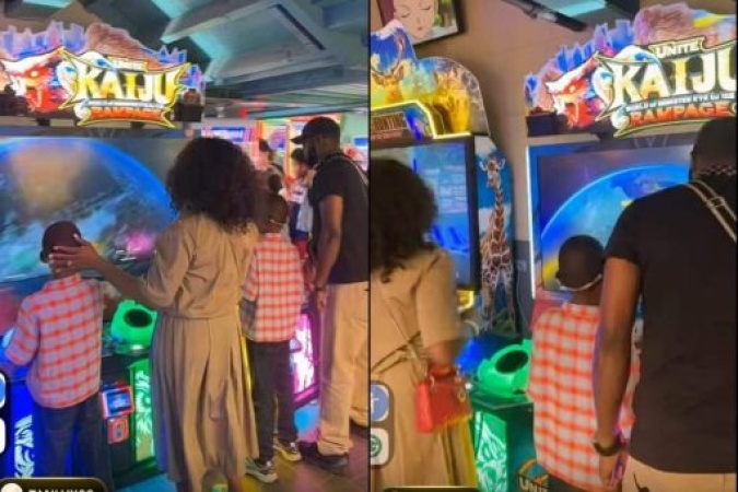 Funke Akindele, ex-husband JJC Skillz reunite with sons in Paris