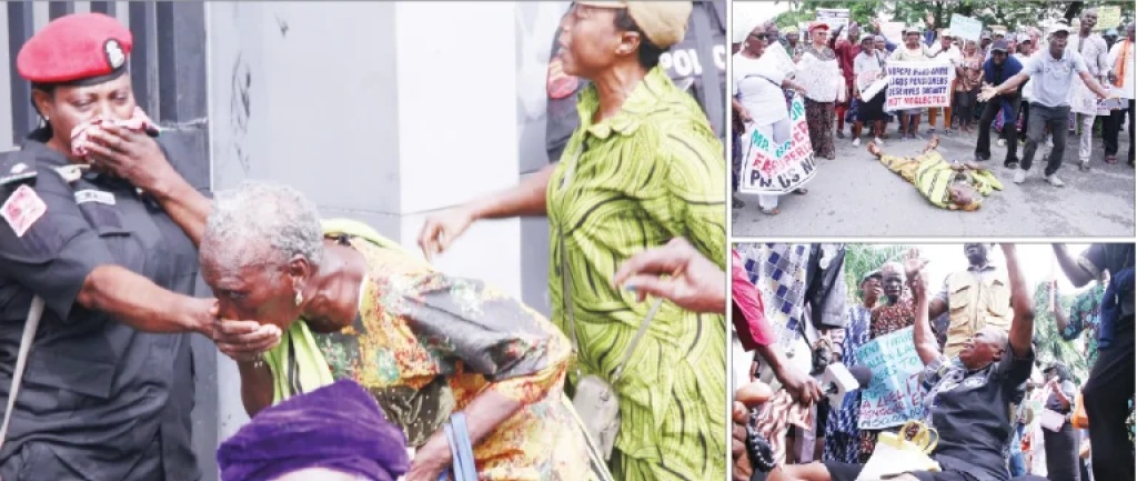 Protesting elderly pensioners battle for life after being tear-gassed at Lagos State Government Secretariat/House of Assembly