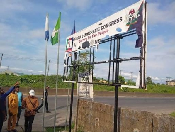 Political thugs attack NDC office in Rivers, destroy billboards