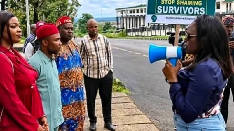  Nollywood actress clashes with security agents during child abuse protest