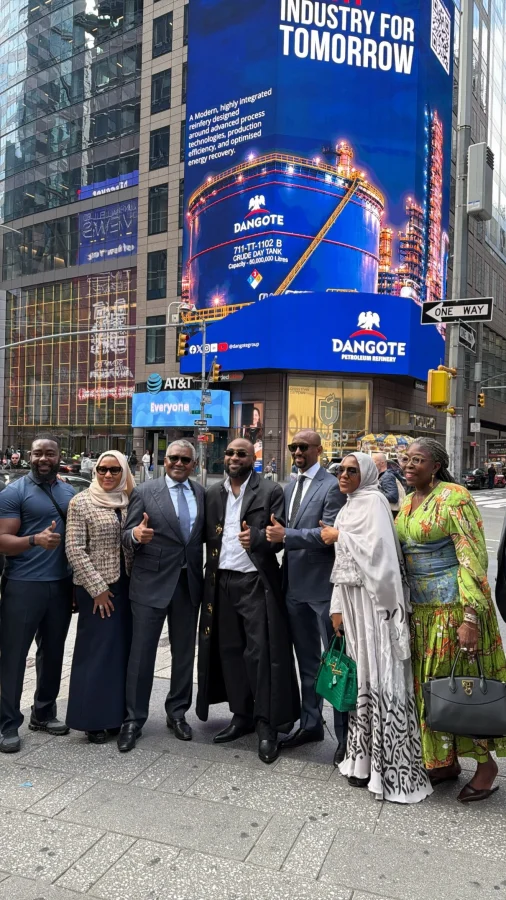  Davido joins Dangote at Times Square, New York, as refinery IPO hits Nasdaq Billboard