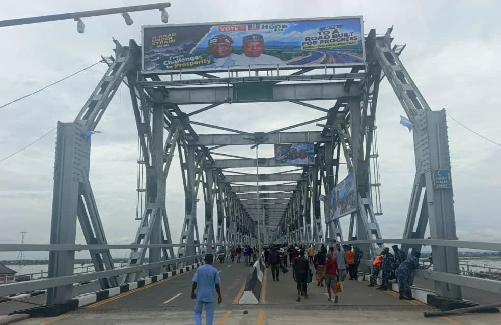 Tinubu, Shettima pictures adorn first Niger Bridge