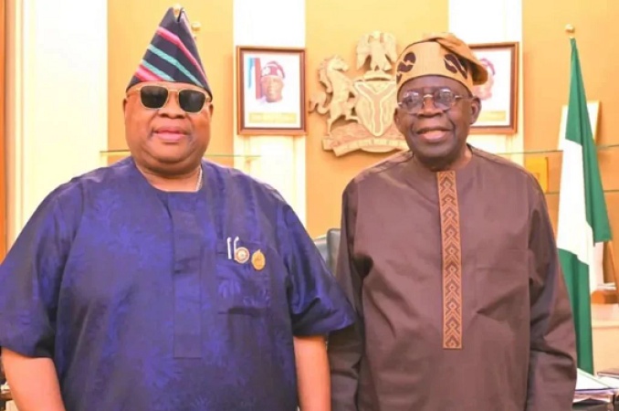 Adeleke dances at APC inauguration after declaring support for Tinubu’s re-election