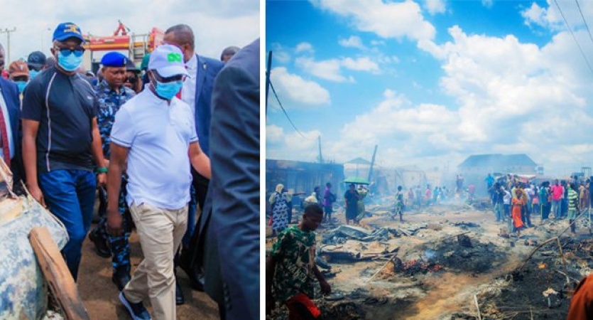 PHOTOS: Edo Gov Okpebholo Visits Oluku Market, Victims After Petrol Tanker Explosion