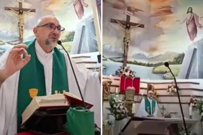 Catholic Priest dies after cross falls on him during live mass